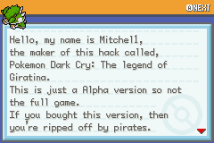 Pokemon Dark Cry: The Legend of Giratina GBA ROM Hacks 