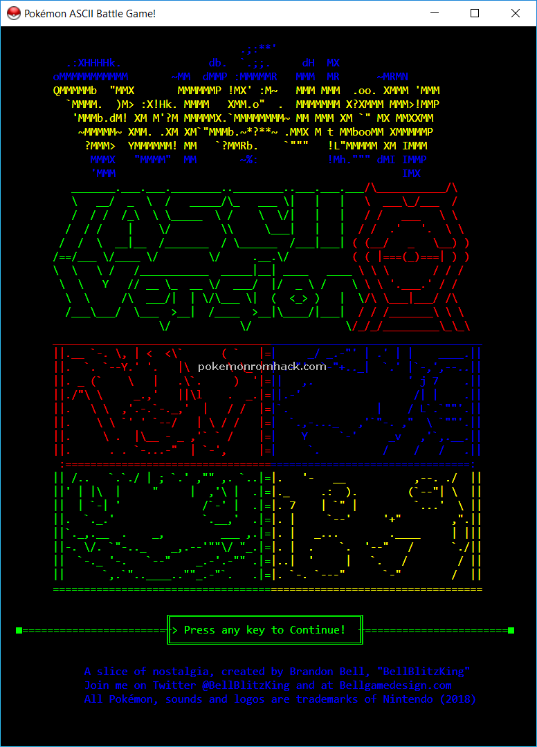 Pokemon ASCII Battle Game! PC Hacks 