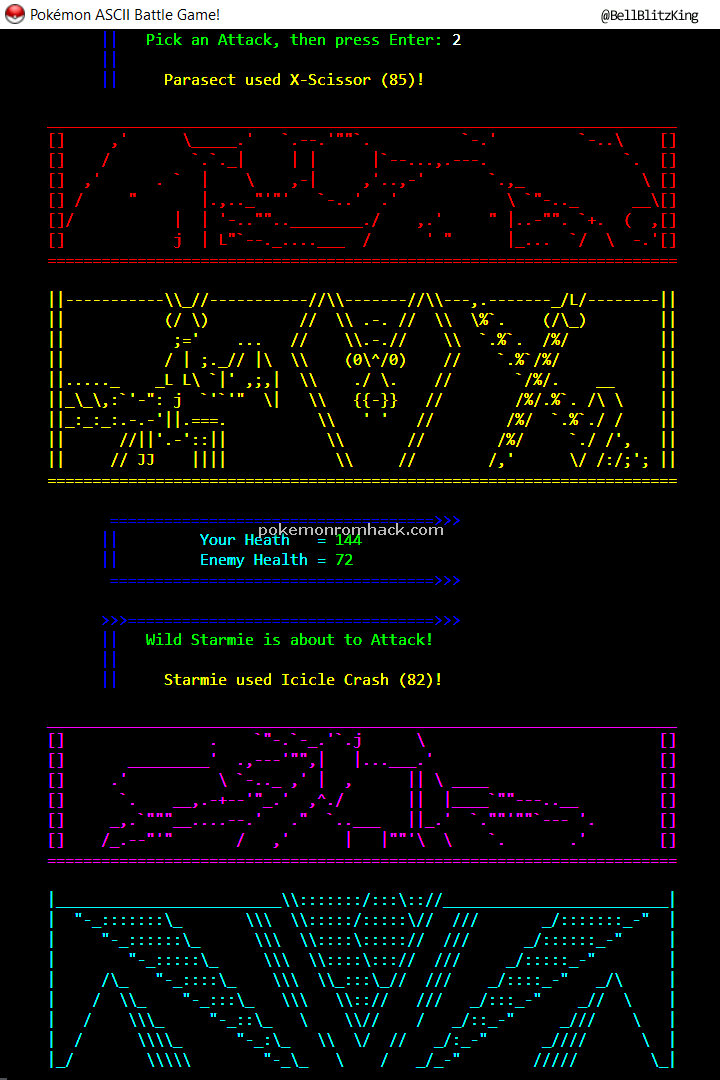 Pokemon ASCII Battle Game! PC Hacks 